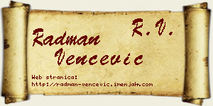 Radman Venčević vizit kartica